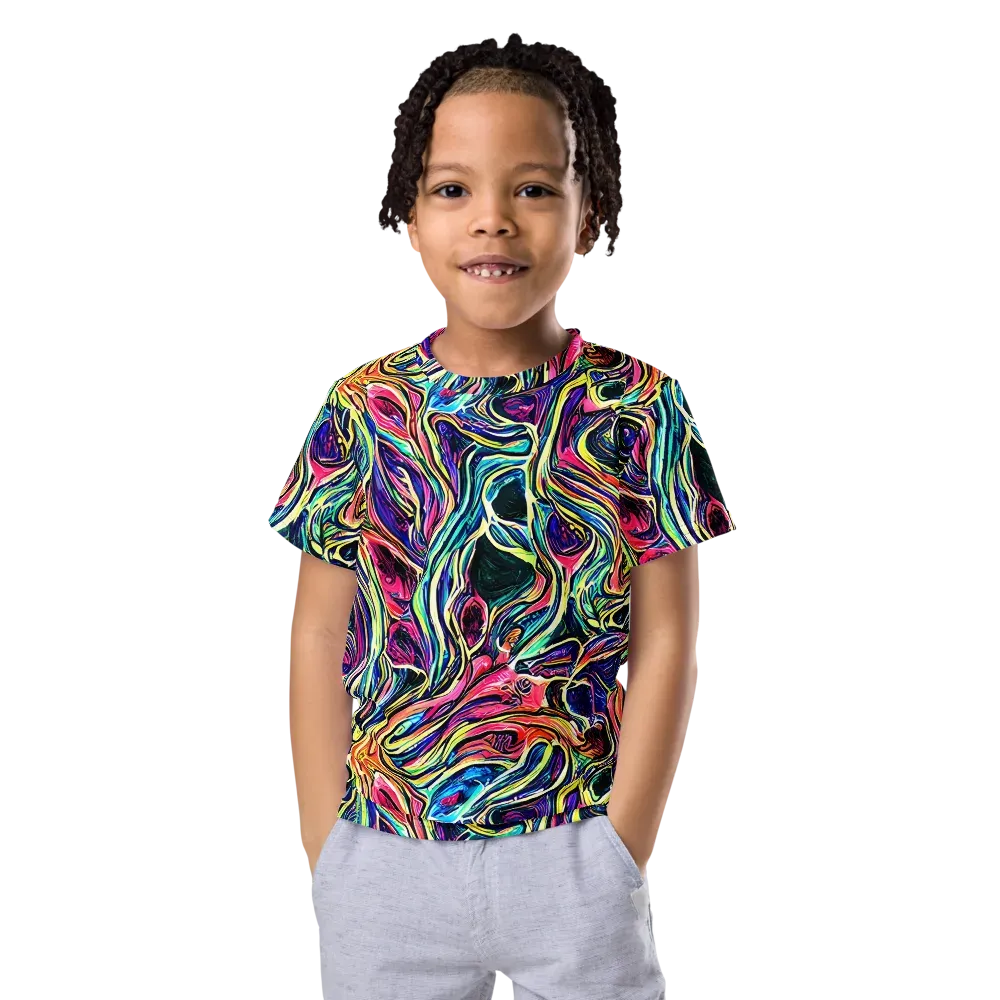 Fluorescent Drift on Kids Crew Neck T-Shirt — Front