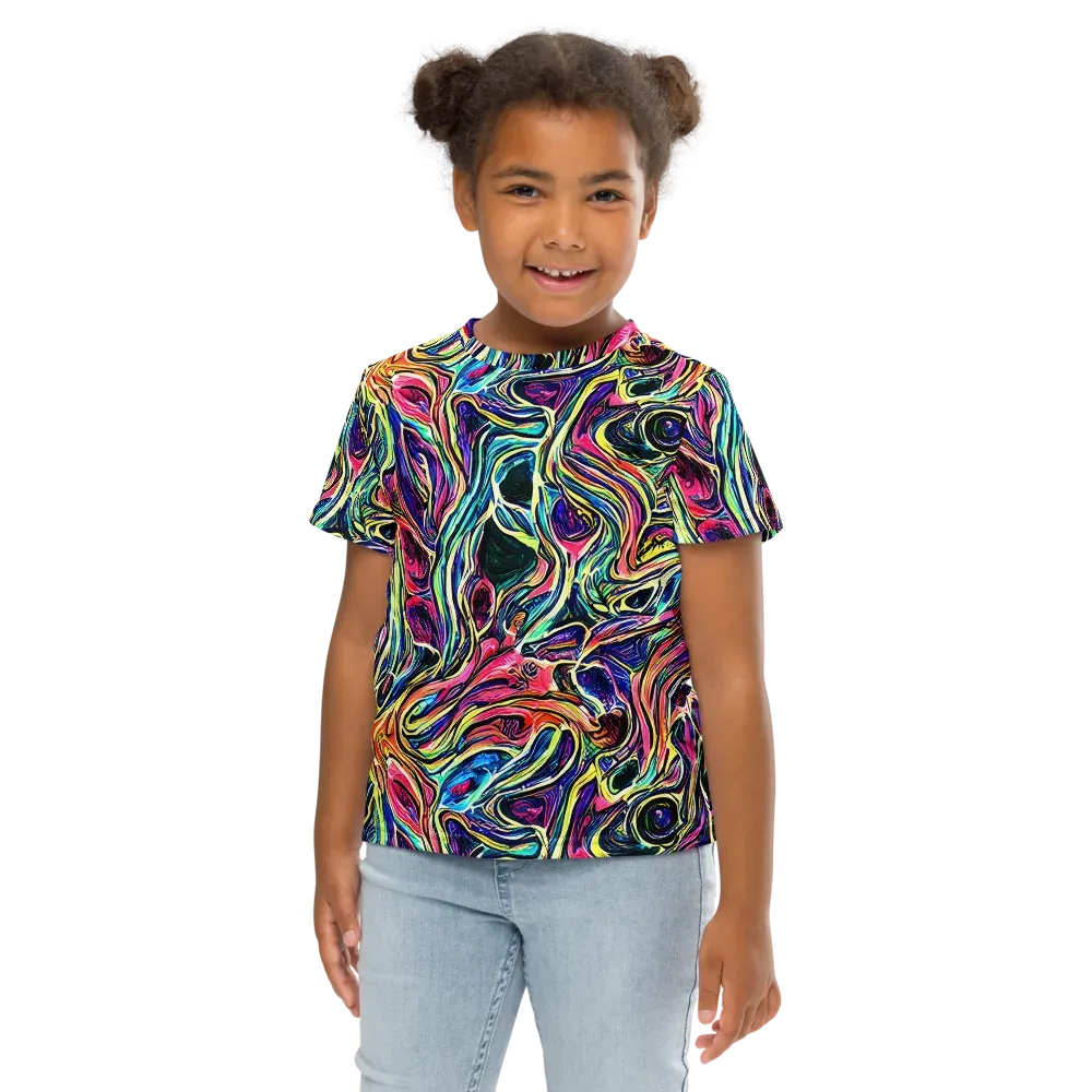 Fluorescent Drift on Kids Crew Neck T-Shirt — Front