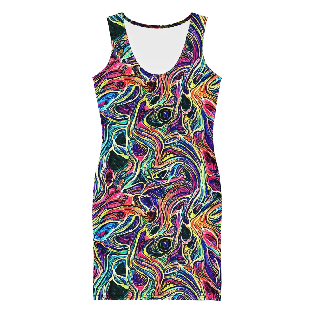 Fluorescent Drift on Bodycon Dress — Front