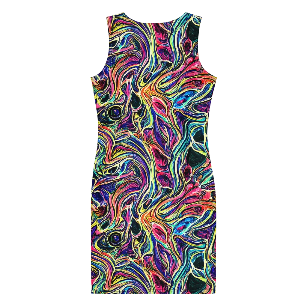 Fluorescent Drift on Bodycon Dress — Back