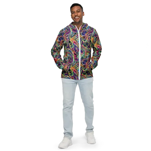 Fluorescent Drift on a Men's Windbreaker