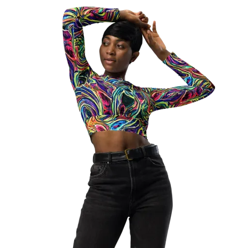 Fluorescent Drift on a Long Sleeve Crop Top