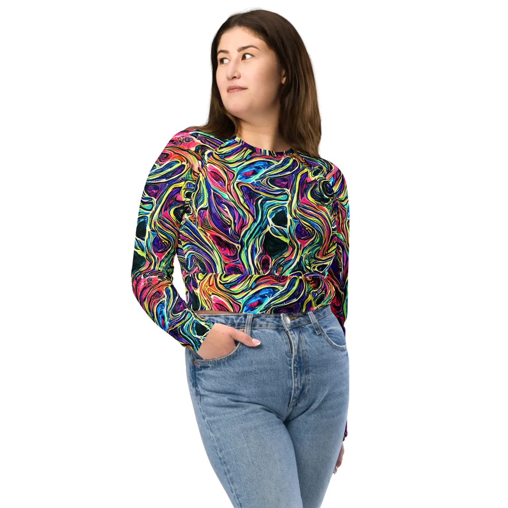 Fluorescent Drift on Long Sleeve Crop Top — Front