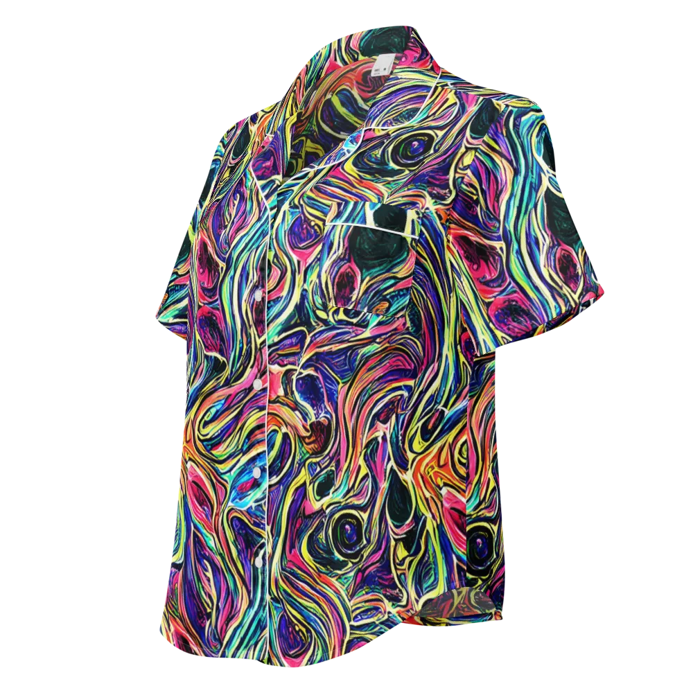 Fluorescent Drift on Women's Short Sleeve Pajama Top — Left Front