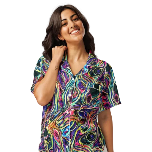 Fluorescent Drift on a Women's Short Sleeve Pajama Top