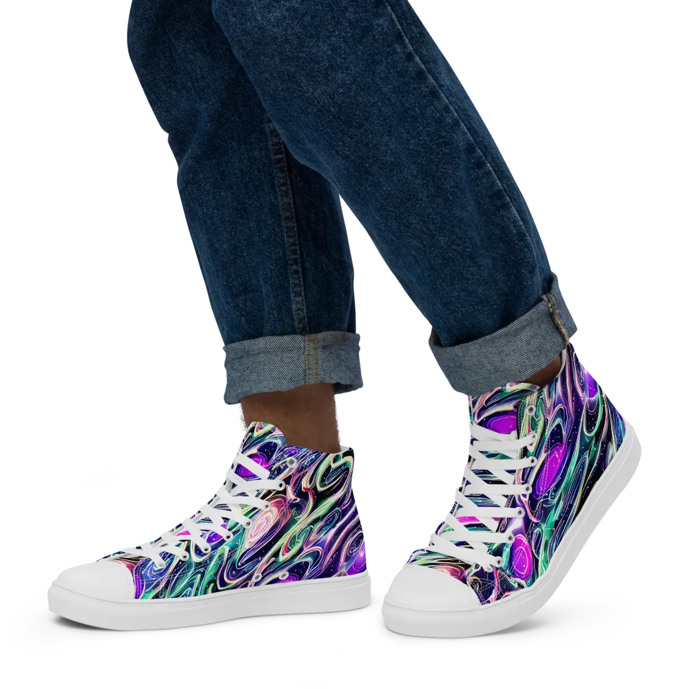 Infinite Afterglow on Men's High Top Canvas Shoes — Left