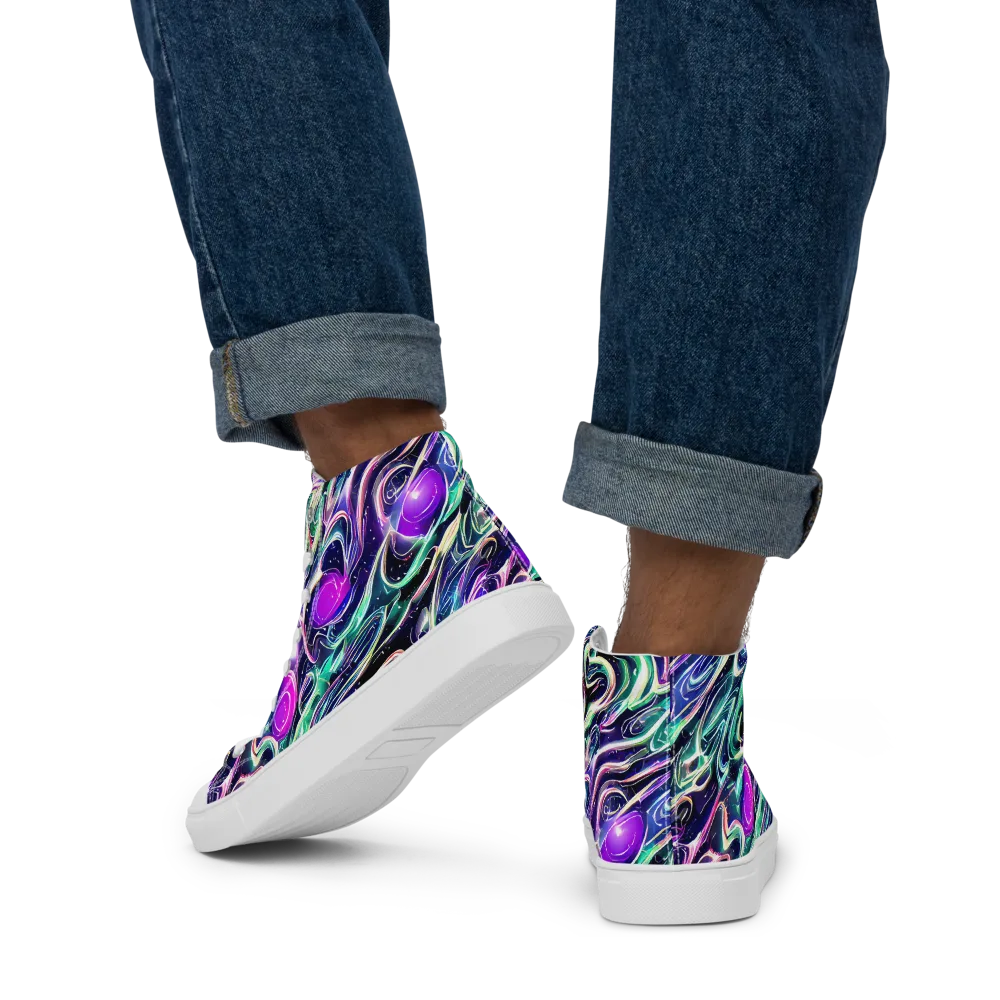 Infinite Afterglow on Men's High Top Canvas Shoes — Back