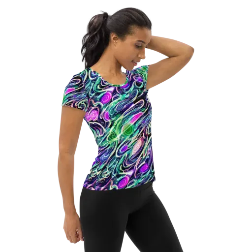 Infinite Afterglow on a Women's Athletic T-Shirt