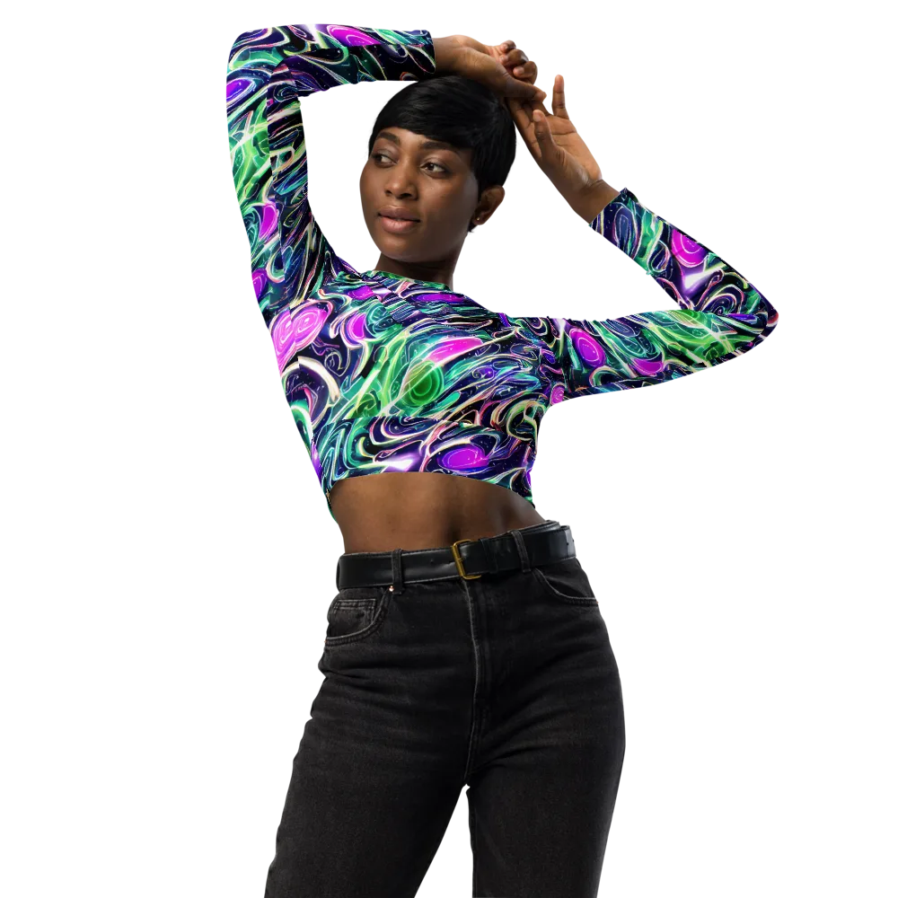 Infinite Afterglow on Long Sleeve Crop Top — Front