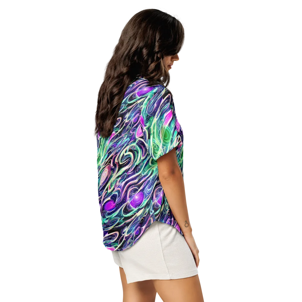 Infinite Afterglow on Women's Short Sleeve Pajama Top — Right Back