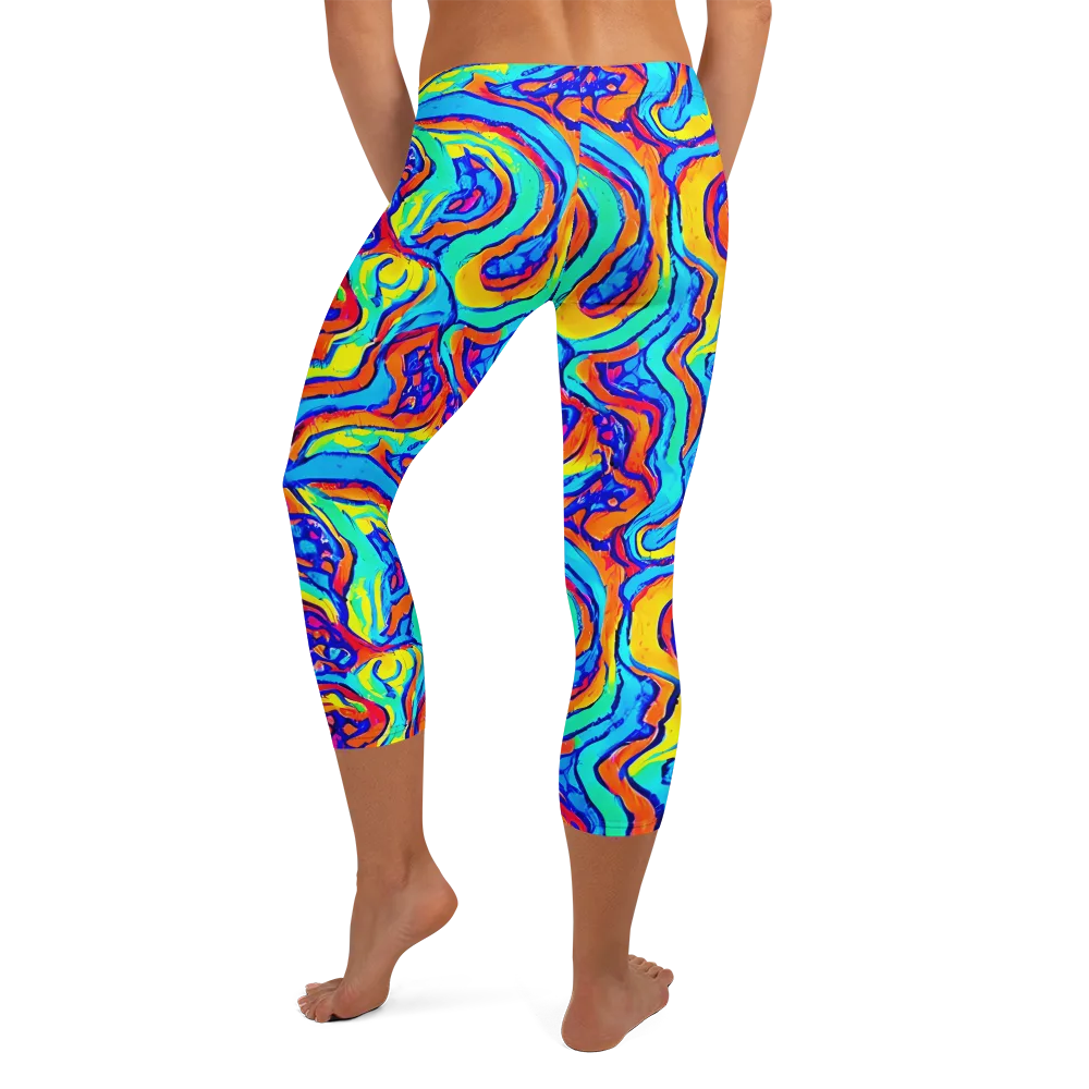 Tangerine Tempest on Capri Leggings — Back