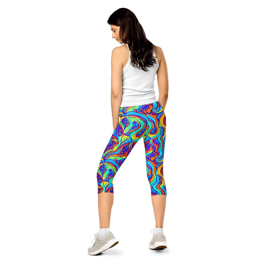 Tangerine Tempest on Capri Leggings — Back
