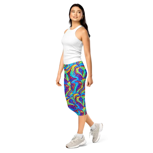 Tangerine Tempest on a Capri Leggings
