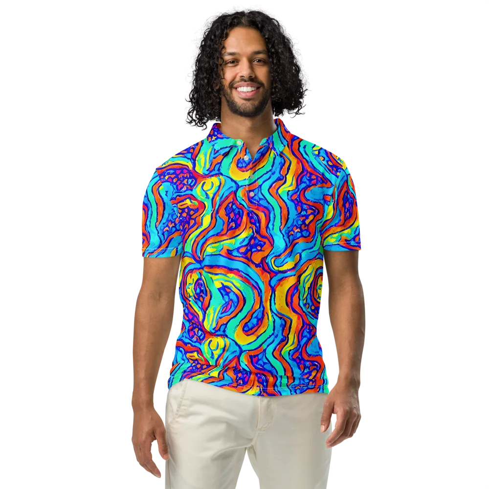 Tangerine Tempest on Men's Slim Fit Polo Shirt — Front