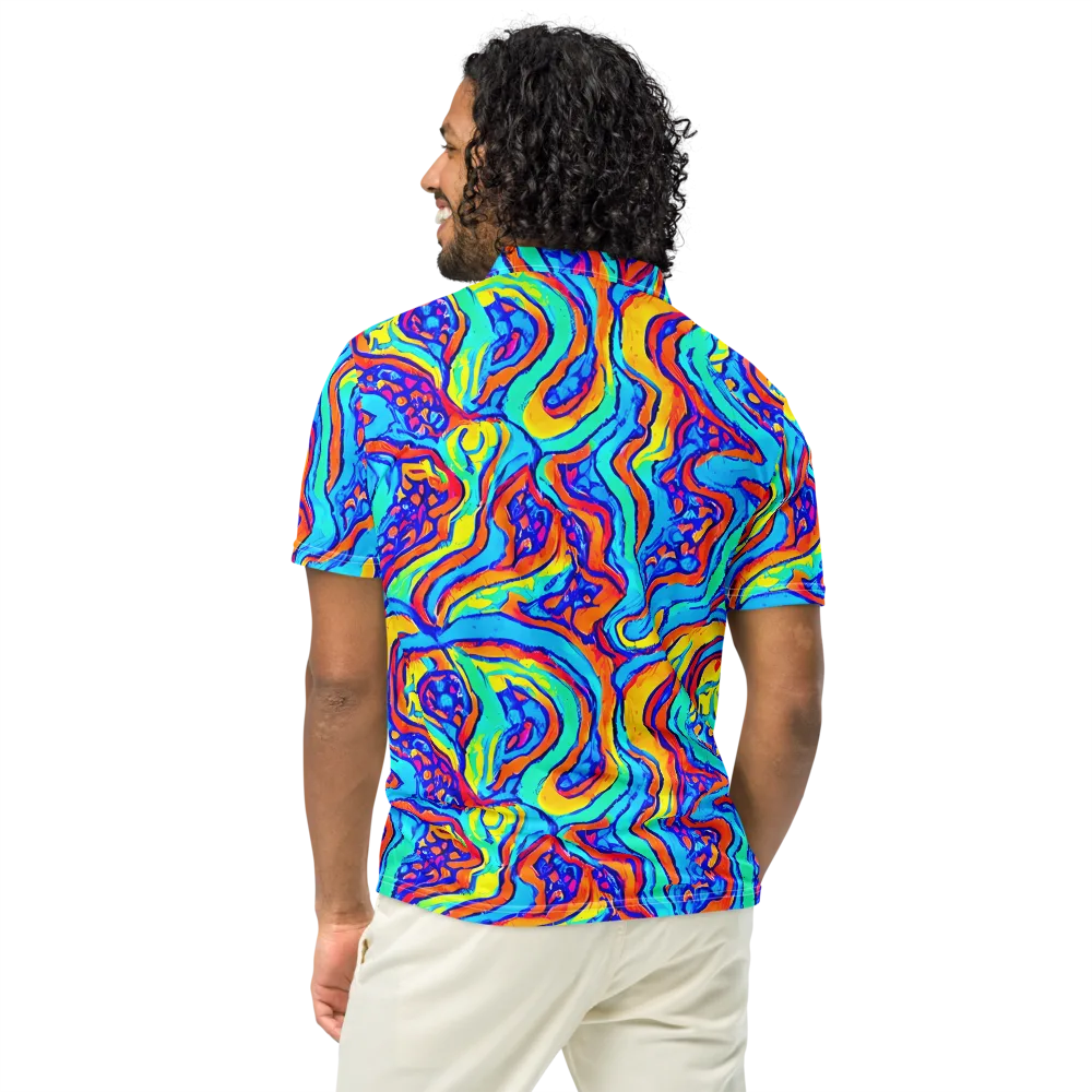 Tangerine Tempest on Men's Slim Fit Polo Shirt — Back