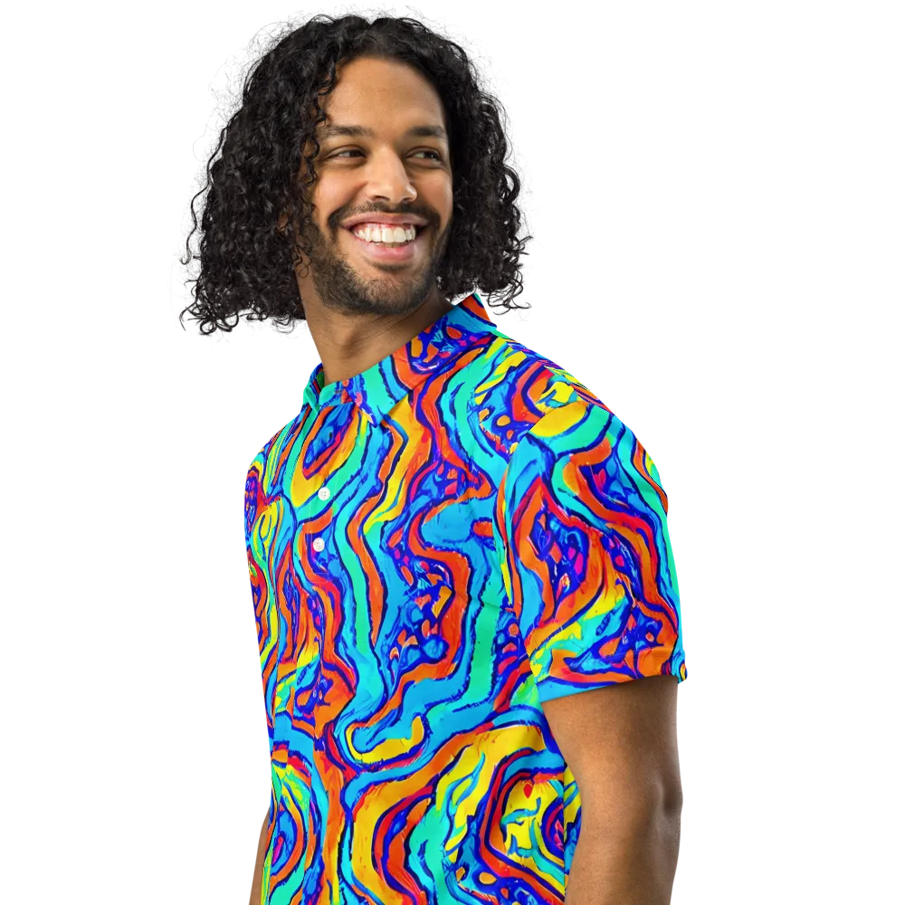 Tangerine Tempest on Men's Slim Fit Polo Shirt — Left Front