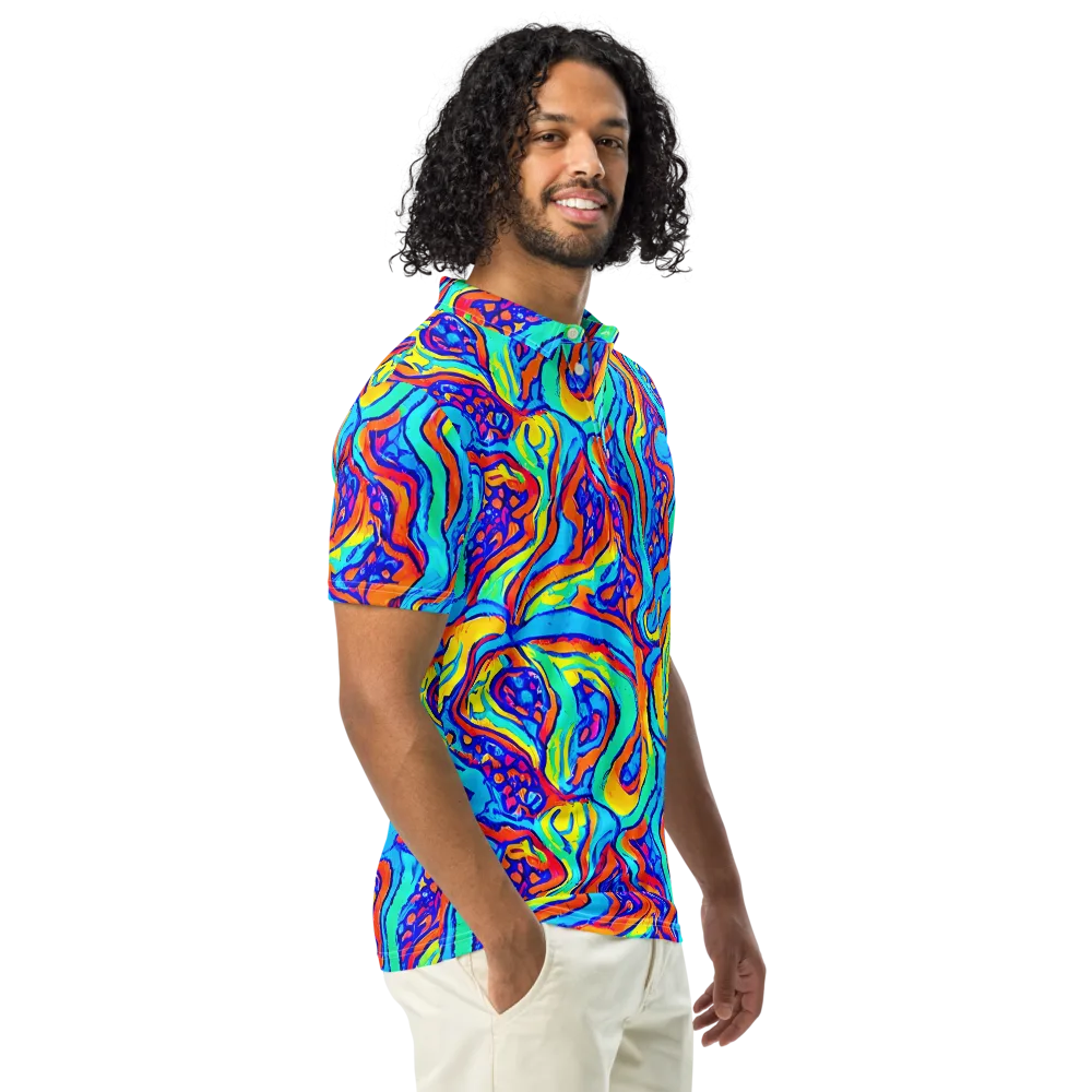 Tangerine Tempest on Men's Slim Fit Polo Shirt — Right Front