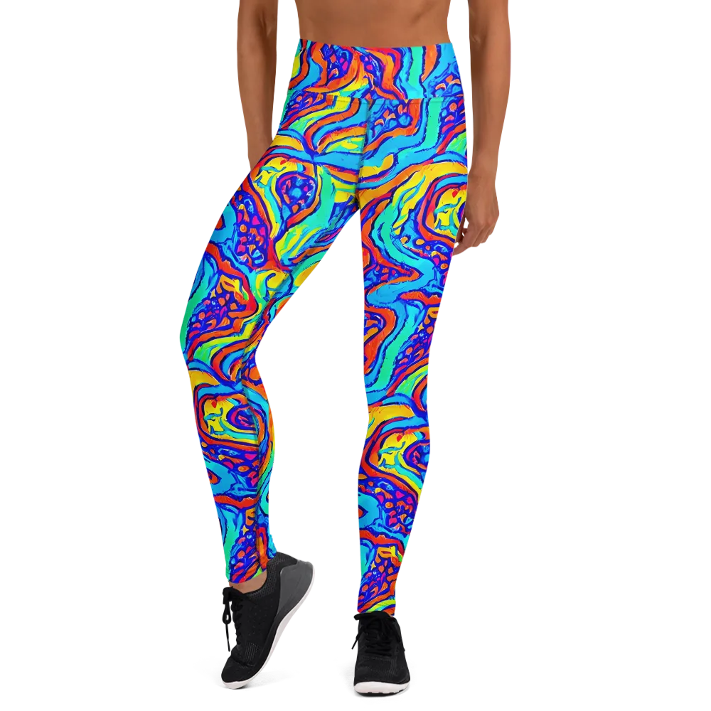 Tangerine Tempest on Yoga Leggings — Front