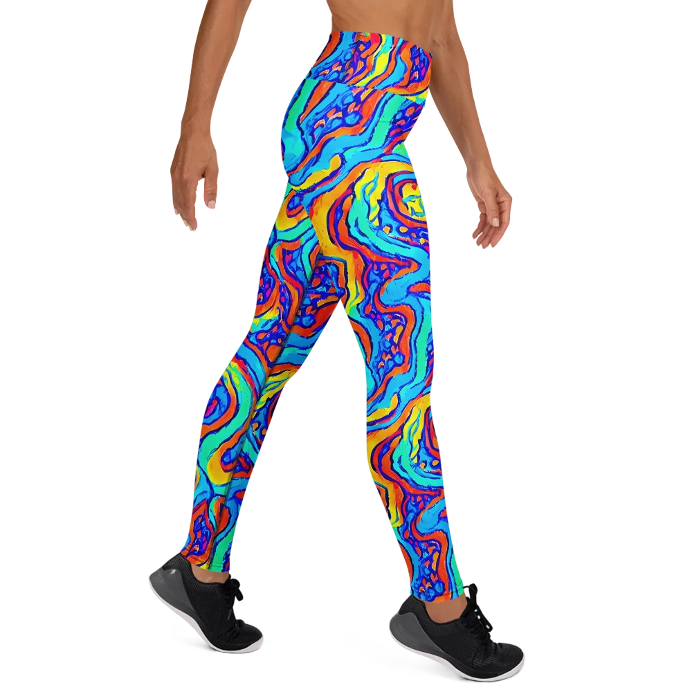 Tangerine Tempest on Yoga Leggings — Right
