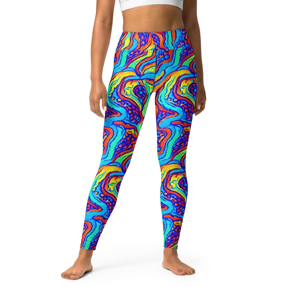 Tangerine Tempest on Yoga Leggings — Front