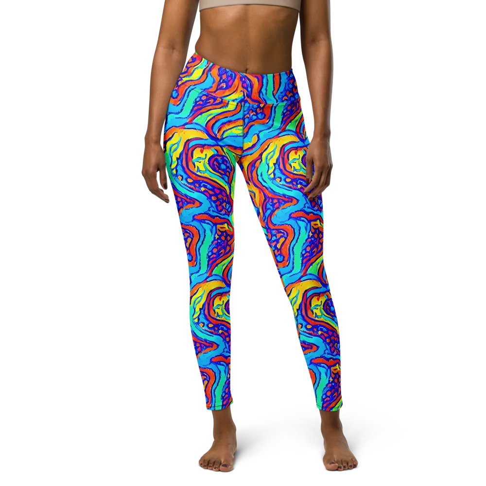 Tangerine Tempest on Yoga Leggings — Front