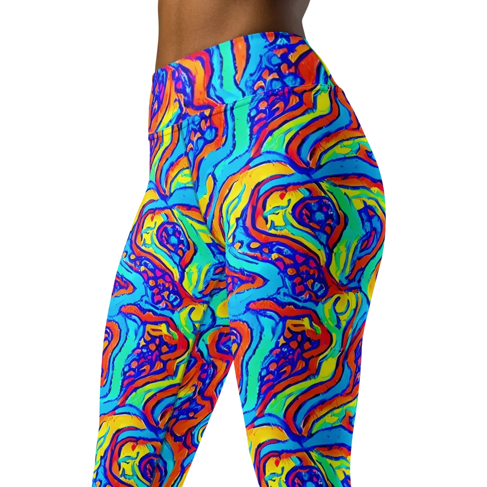 Tangerine Tempest on Yoga Leggings — Left Front