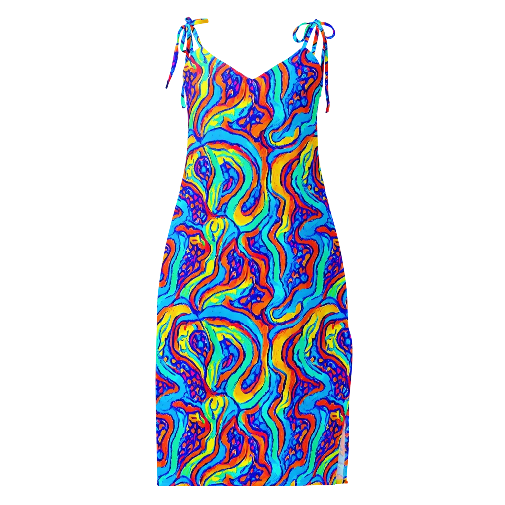 Tangerine Tempest on Slip Dress — Front