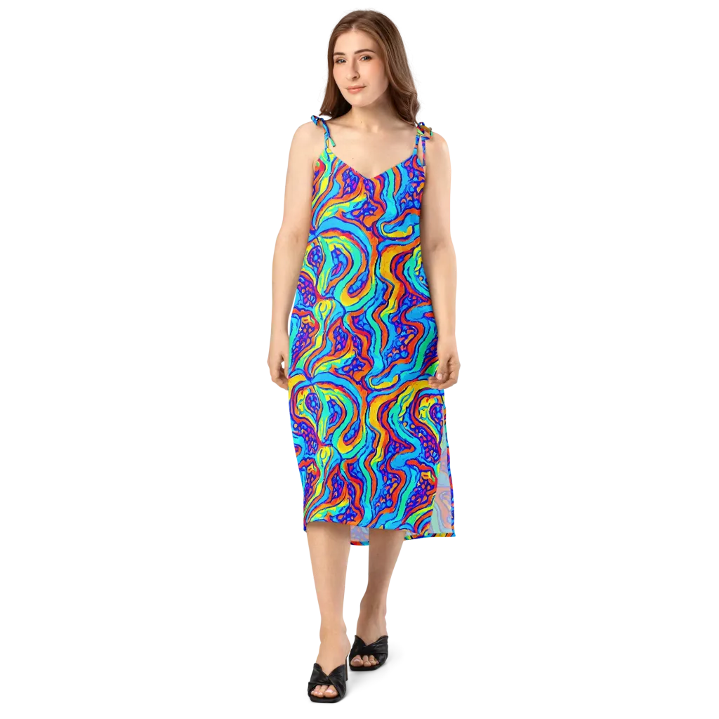 Tangerine Tempest on Slip Dress — Front