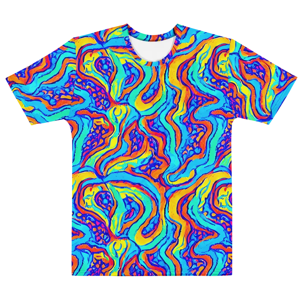 Tangerine Tempest on Men's Cotton Crew Neck T-Shirt — Front