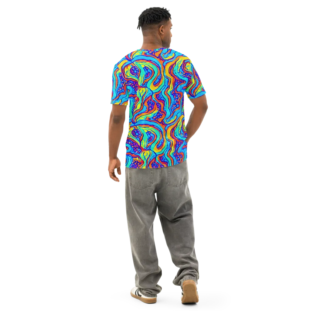Tangerine Tempest on Men's Cotton Crew Neck T-Shirt — Back