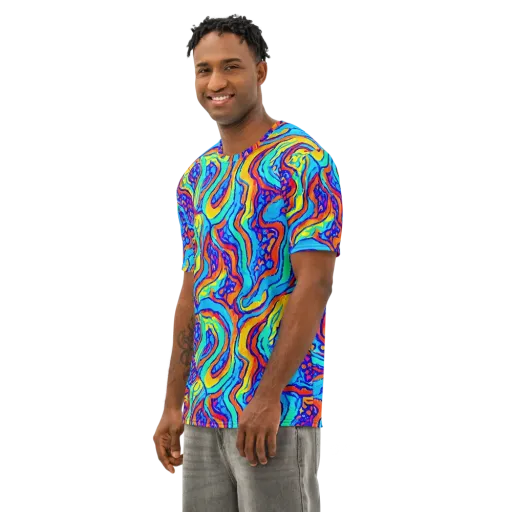 Tangerine Tempest on a Men's Cotton Crew Neck T-Shirt
