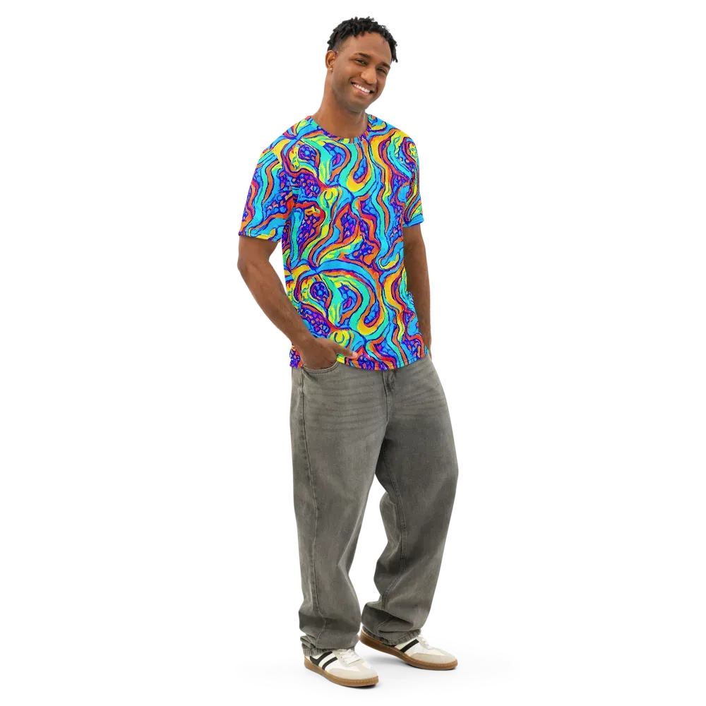 Tangerine Tempest on Men's Cotton Crew Neck T-Shirt — Right Front