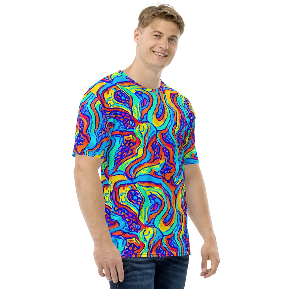 Tangerine Tempest on Men's Crew Neck T-Shirt — Right