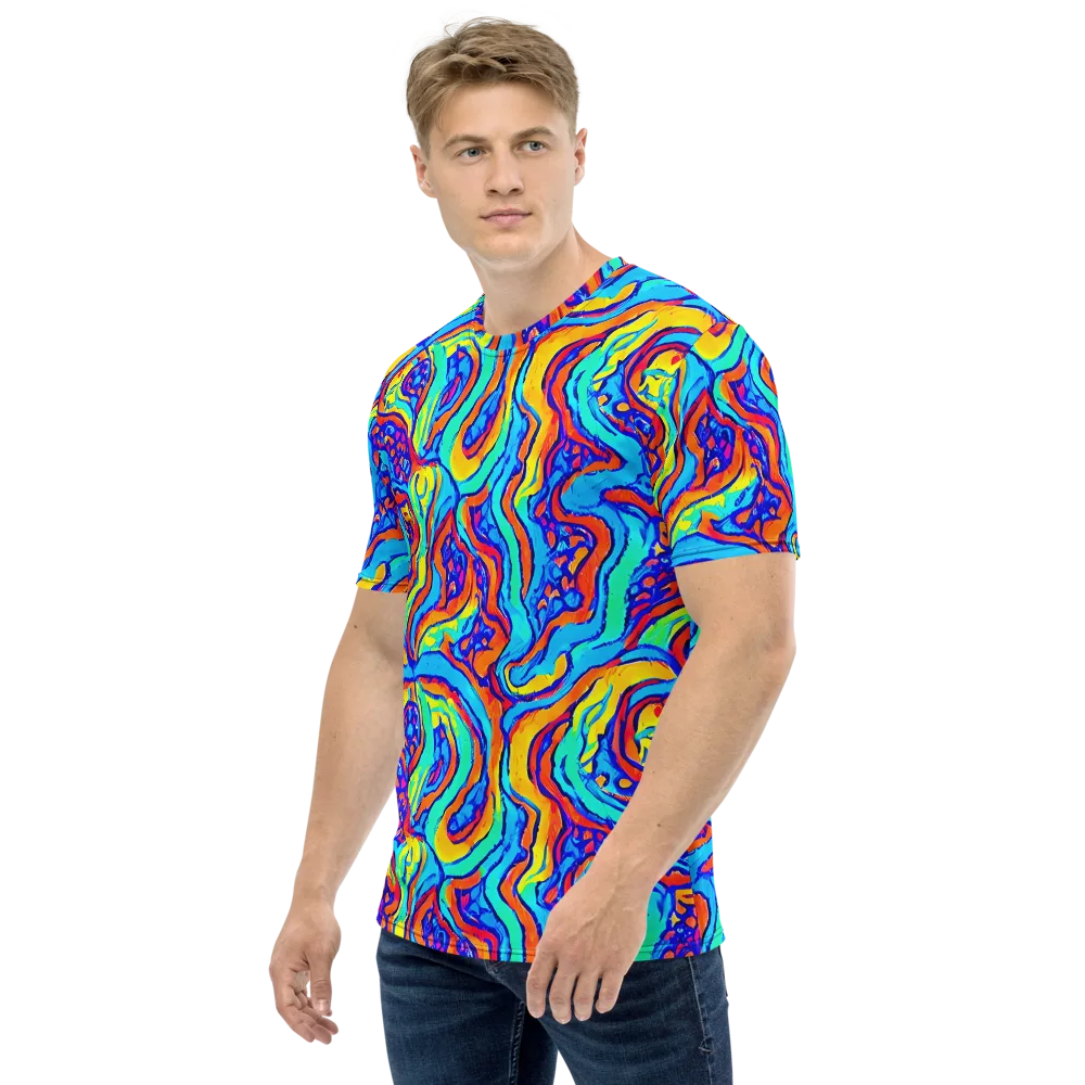 Tangerine Tempest on Men's Crew Neck T-Shirt — Left