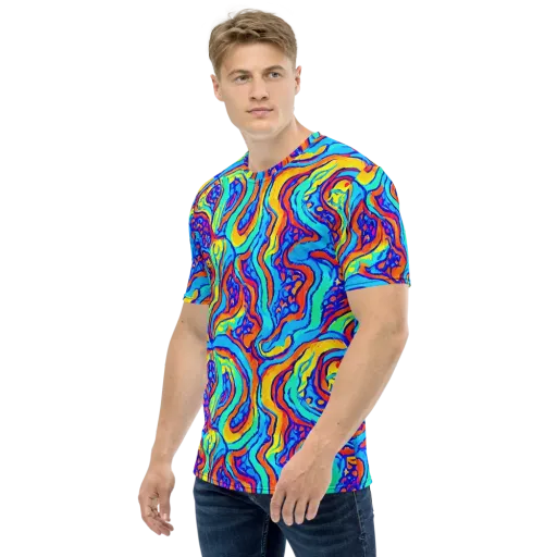 Tangerine Tempest on a Men's Crew Neck T-Shirt