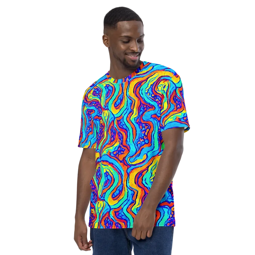 Tangerine Tempest on Men's Crew Neck T-Shirt — Left