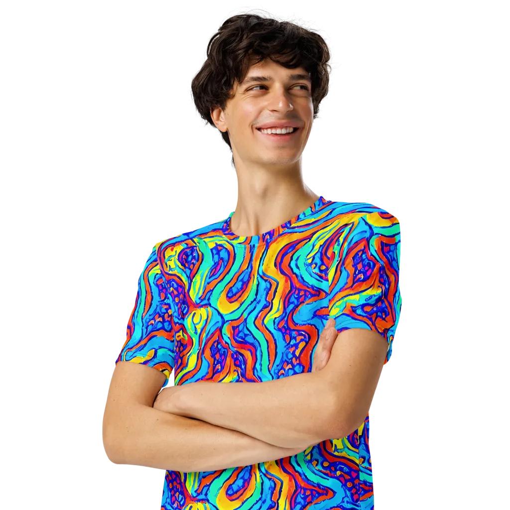 Tangerine Tempest on Men's Crew Neck T-Shirt — Left Front