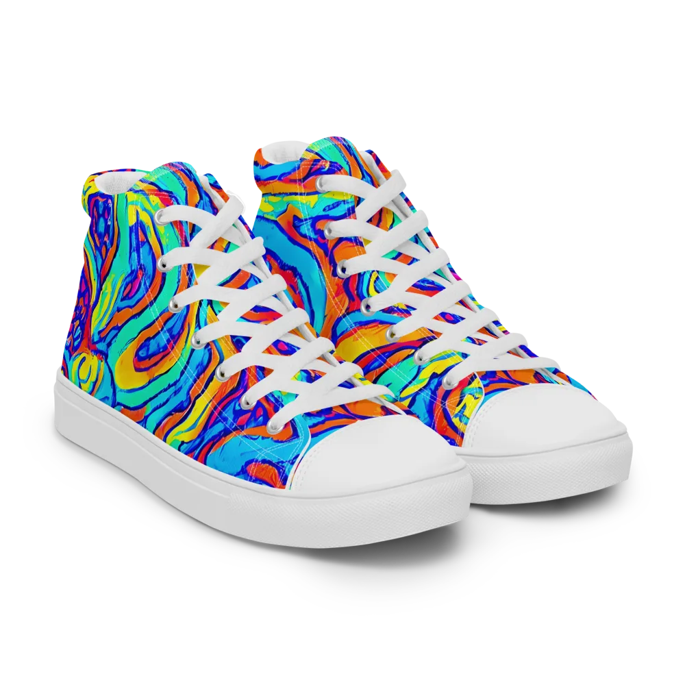 Tangerine Tempest on Men's High Top Canvas Shoes — Right Front
