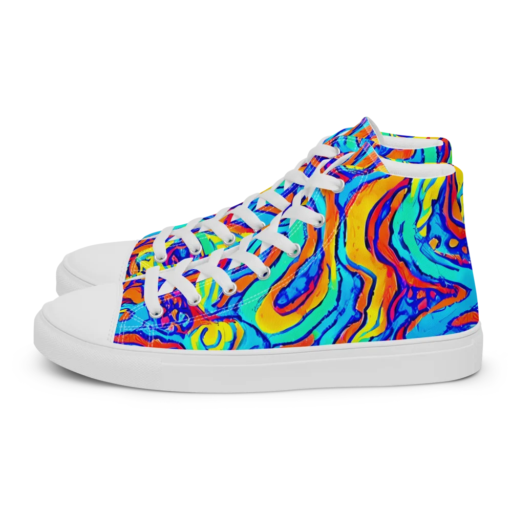 Tangerine Tempest on Men's High Top Canvas Shoes — Left