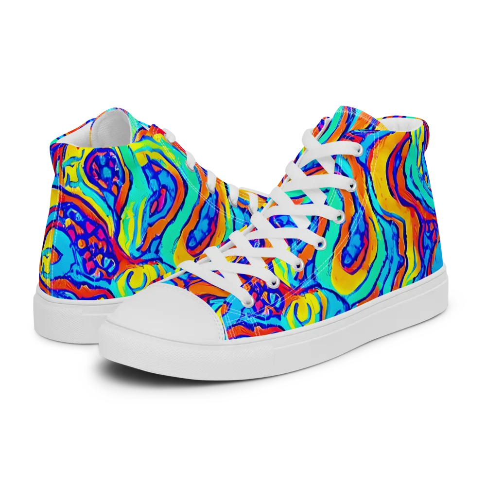 Tangerine Tempest on Men's High Top Canvas Shoes — Left