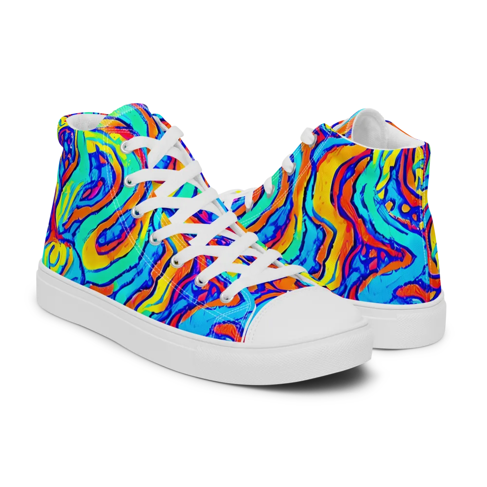 Tangerine Tempest on Men's High Top Canvas Shoes — Right