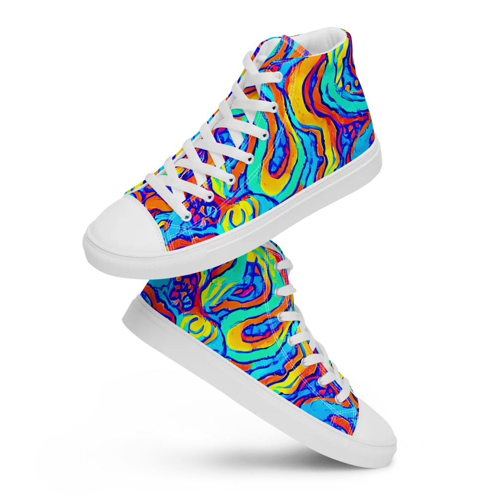 Tangerine Tempest on Men's High Top Canvas Shoes — Front