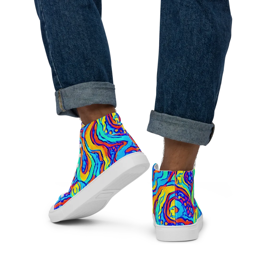 Tangerine Tempest on Men's High Top Canvas Shoes — Back