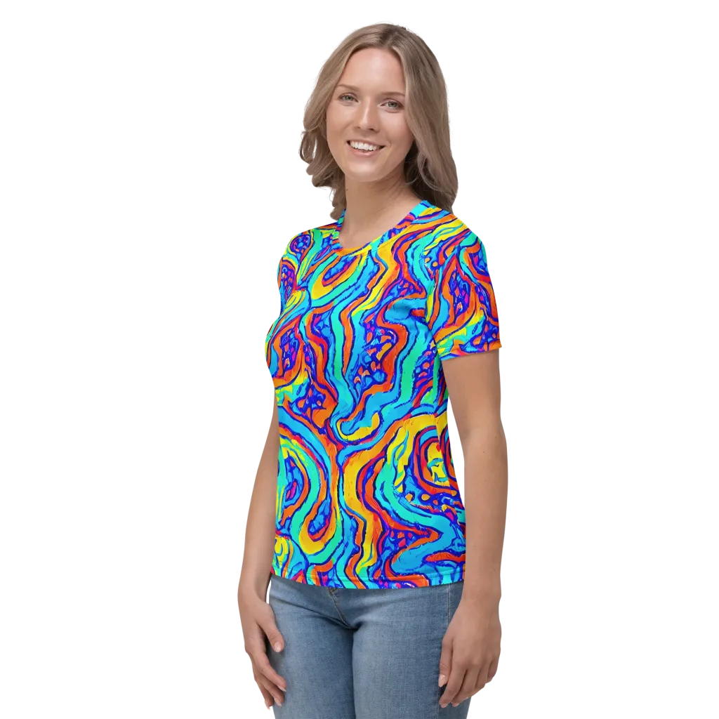 Tangerine Tempest on Women's Crew Neck T-Shirt — Left
