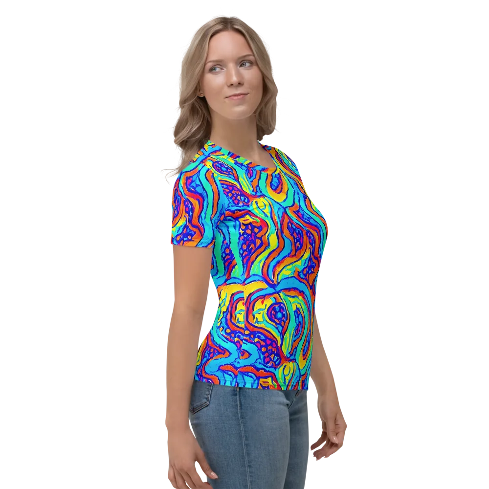 Tangerine Tempest on Women's Crew Neck T-Shirt — Right