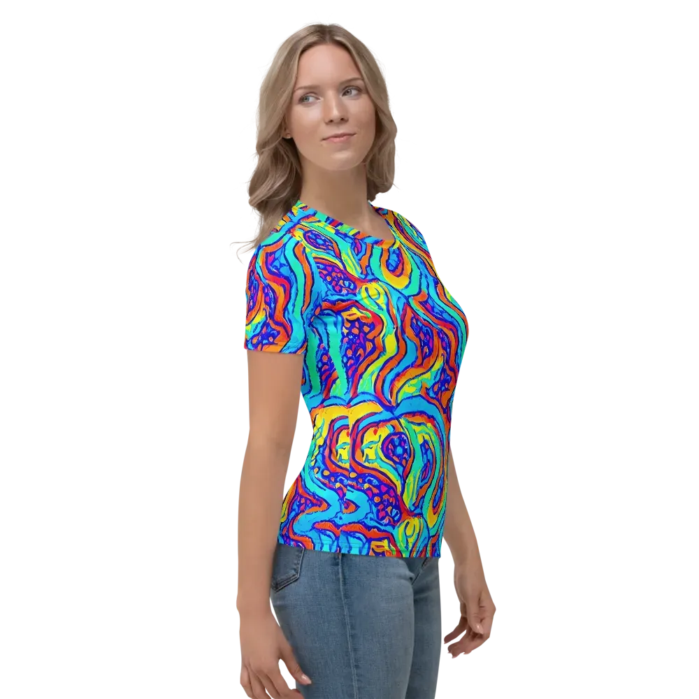 Tangerine Tempest on Women's Crew Neck T-Shirt — Right