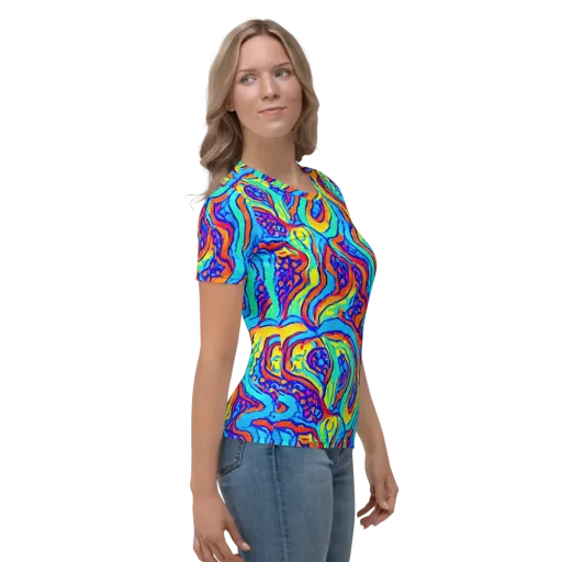 Tangerine Tempest on a Women's Crew Neck T-Shirt