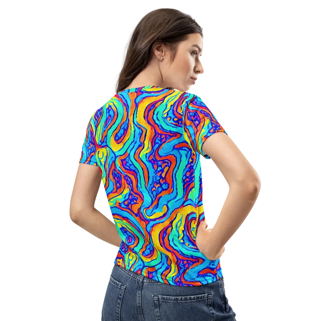 Tangerine Tempest on Women's Crew Neck T-Shirt — Back