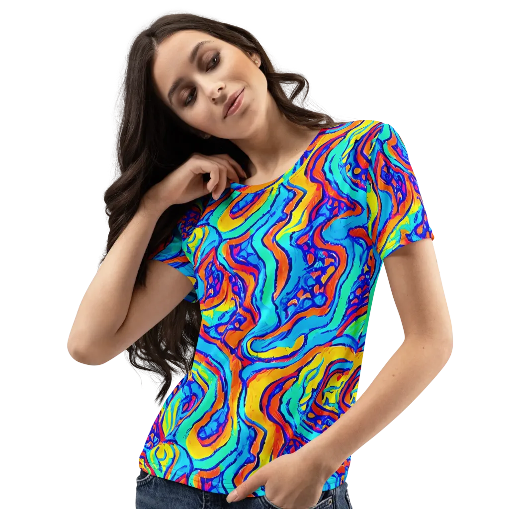 Tangerine Tempest on Women's Crew Neck T-Shirt — Left Front