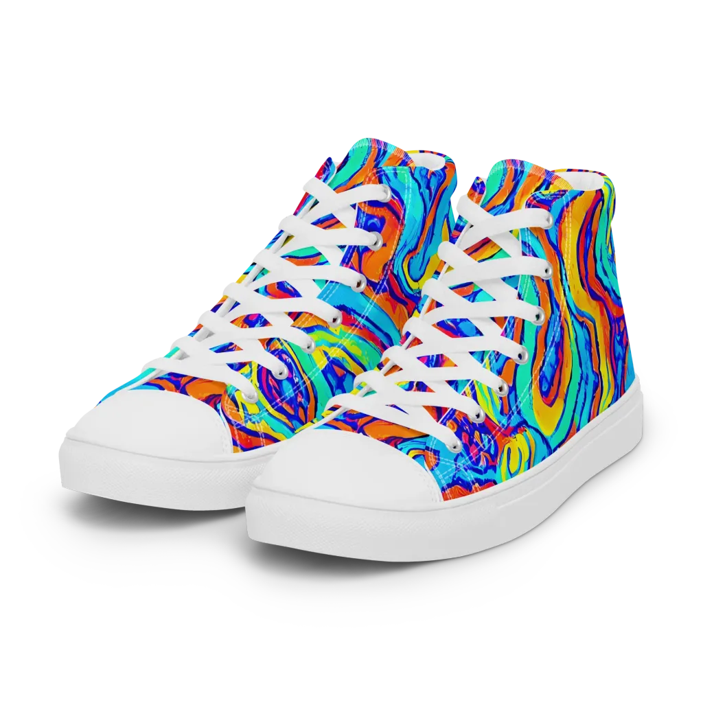 Tangerine Tempest on Women's High Top Canvas Shoes — Left Front